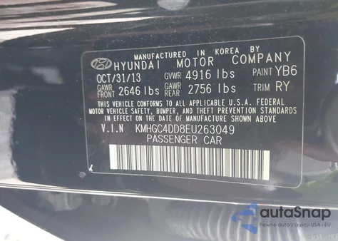 2014 Hyundai Genesis 3.8 from USA, damaged, VIN KMHGC4DD8EU263049